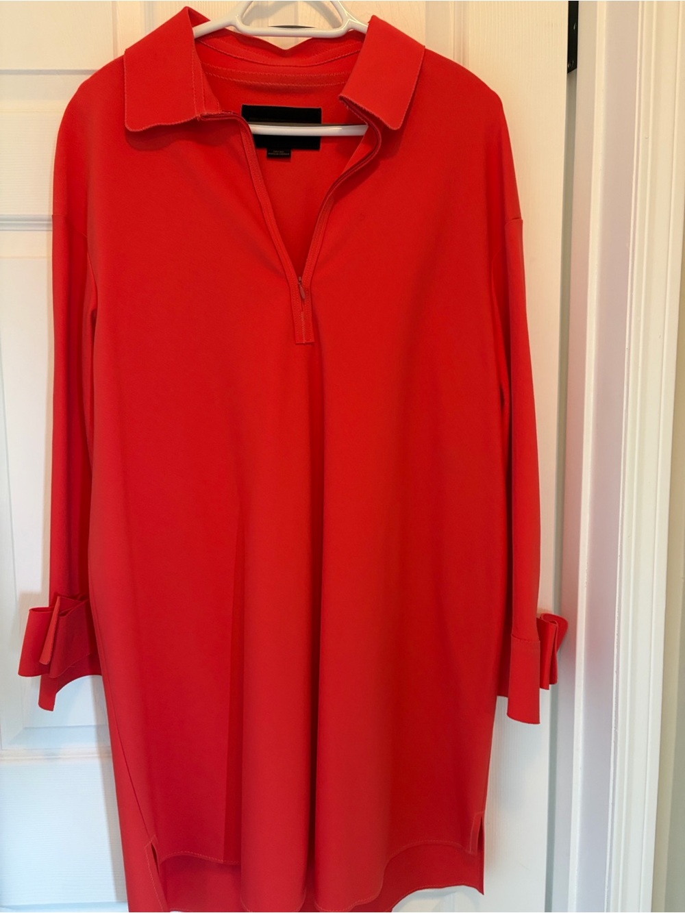 Marie Saint Pierre Women's Coral/Orange Half-Zip Collared Zip Dress.